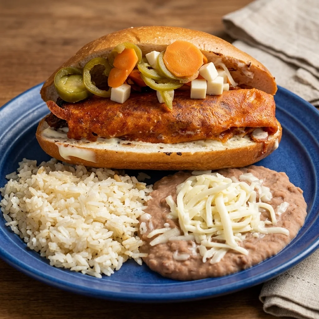 Mexican combo plate with rice and beans at Habaneros Mexican Grill, Leduc